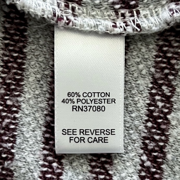 C Active Burgundy & White Striped Knit Cowl Neck Pullover Sweater - Picture 4 of 4